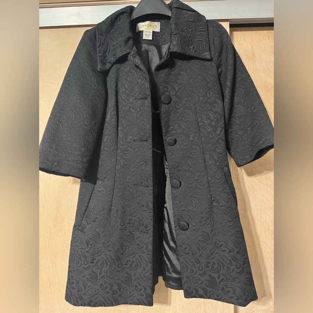 Francesca’s Elegant Black Jacquard Women's Coat